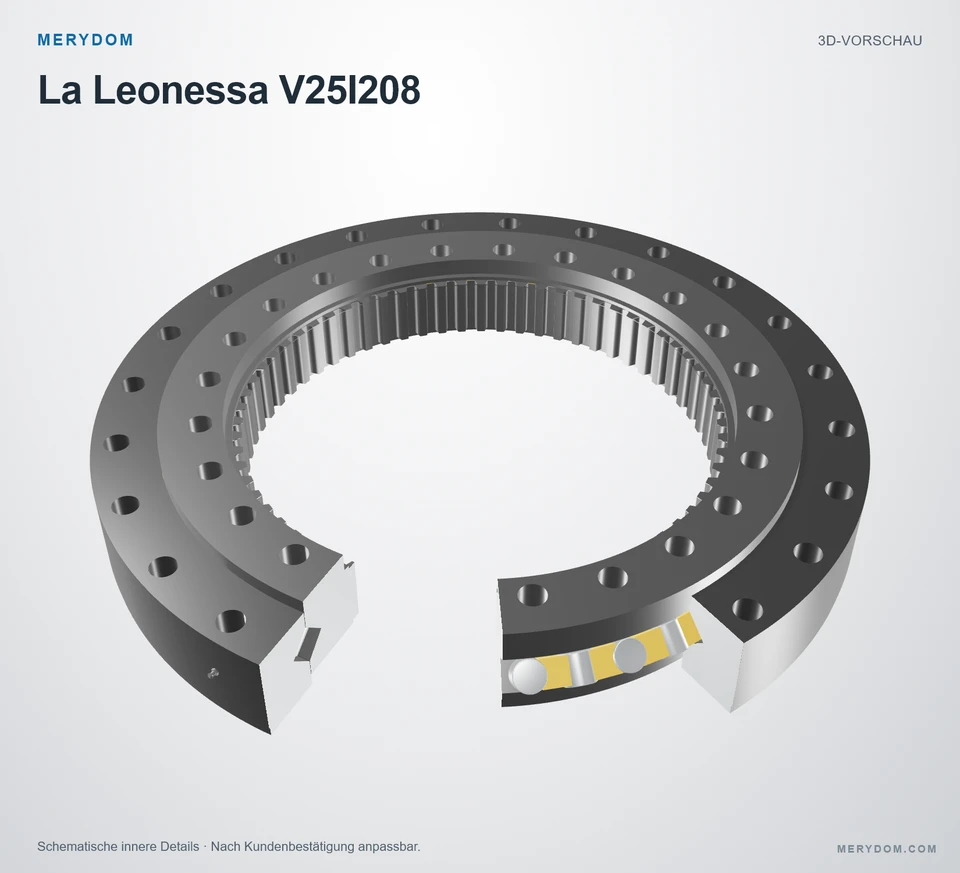 Vorschau des 3D-Modells des MERYDOM-Ersatzdrehkranzes für La Leonessa V25I208.