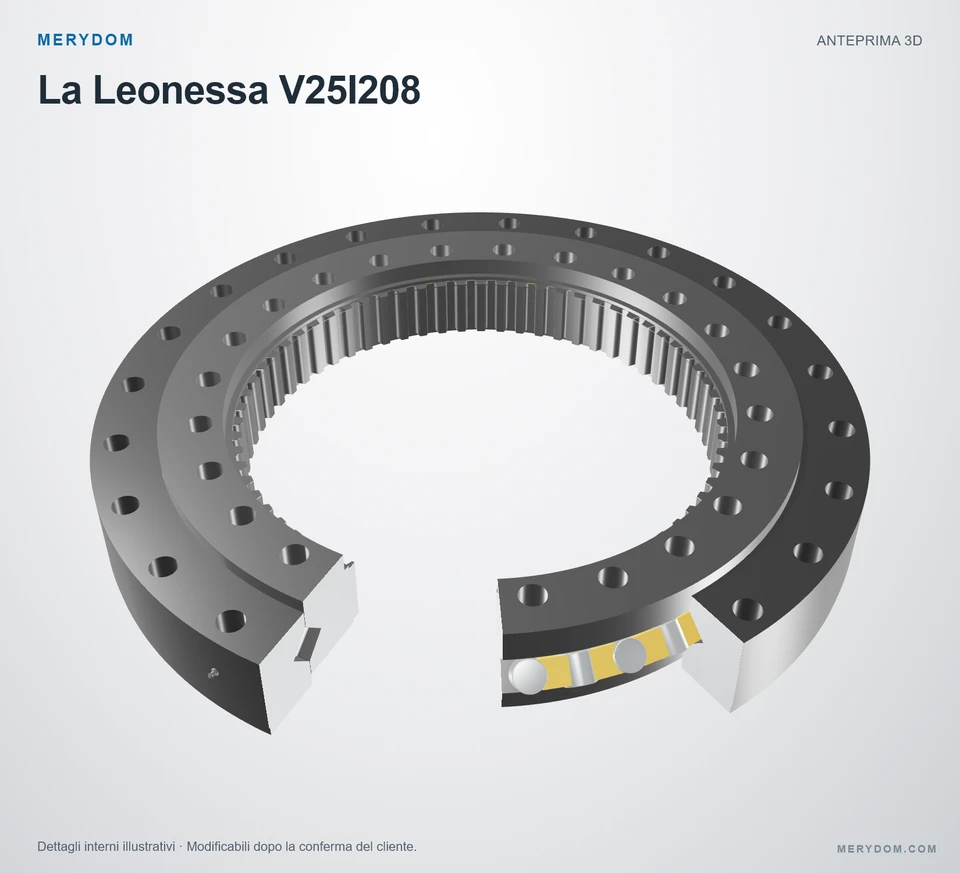 Anteprima del modello 3D del cuscinetto di rotazione sostitutivo MERYDOM per La Leonessa V25I208.