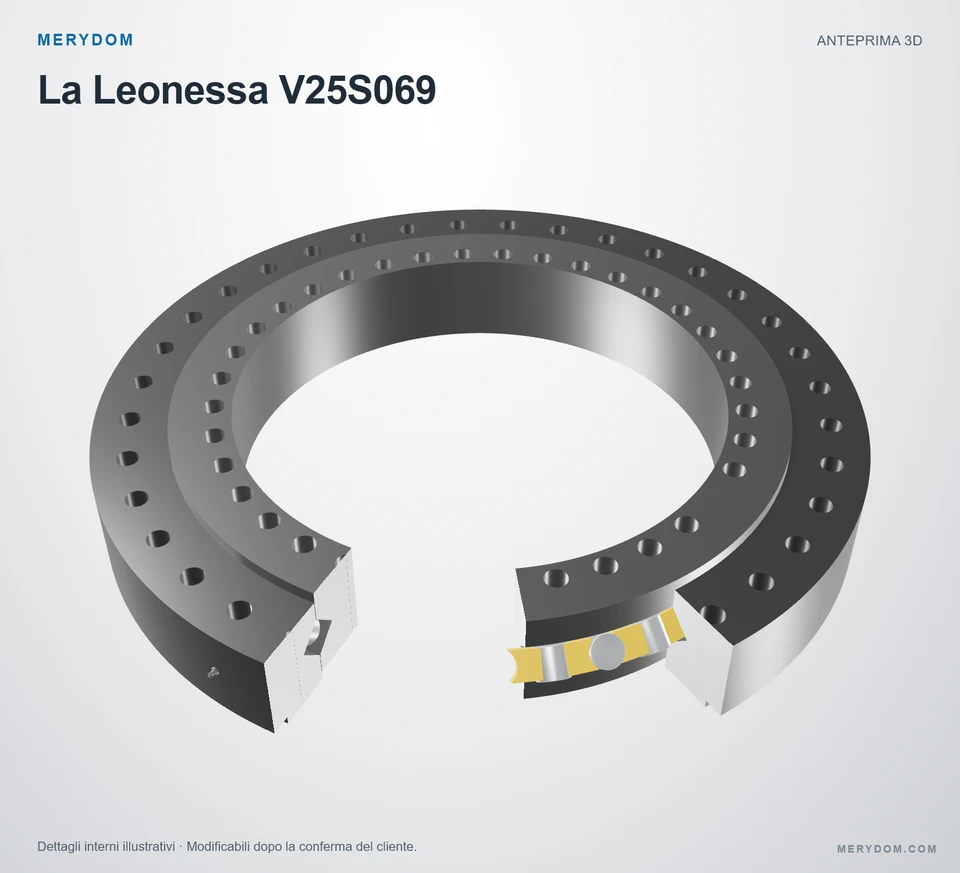 Anteprima del modello 3D del cuscinetto di rotazione sostitutivo MERYDOM per La Leonessa V25S069.