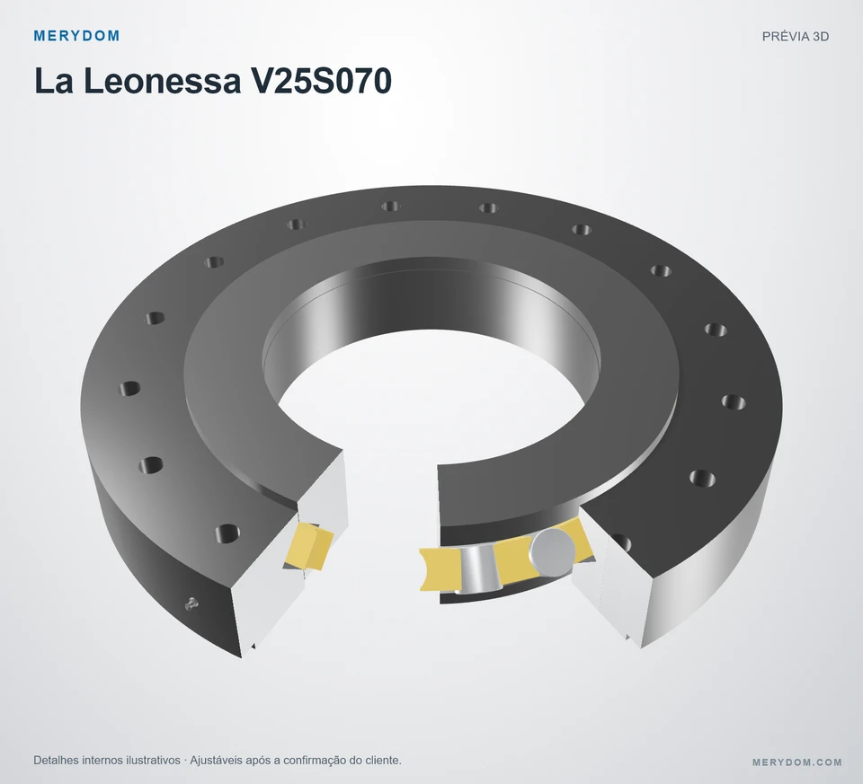 Prévia do modelo 3D do rolamento de giro de substituição MERYDOM para La Leonessa V25S070.
