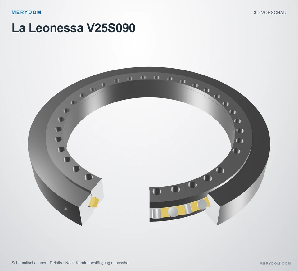 Vorschau des 3D-Modells des MERYDOM-Ersatzdrehkranzes für La Leonessa V25S090.