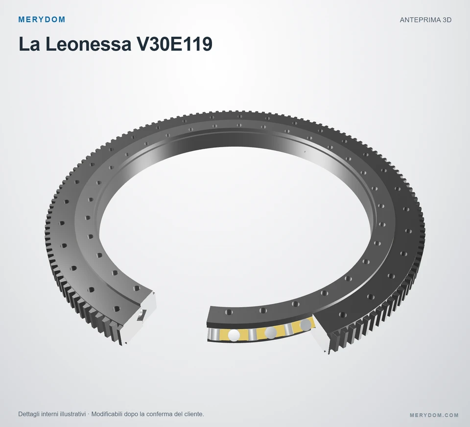 Anteprima del modello 3D del cuscinetto di rotazione sostitutivo MERYDOM per La Leonessa V30E119.