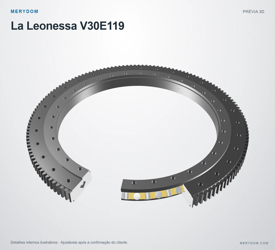 Prévia do modelo 3D do rolamento de giro de substituição MERYDOM para La Leonessa V30E119.