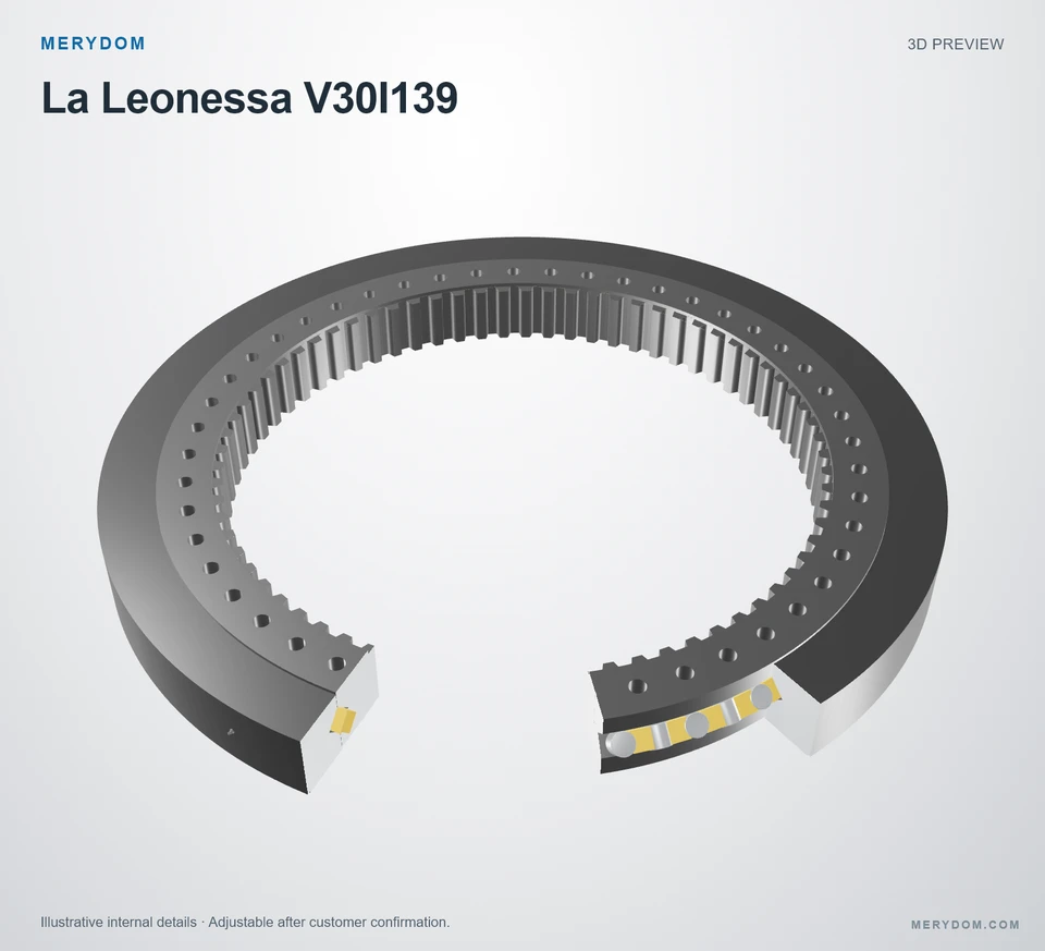 3D model preview of the MERYDOM replacement slewing bearing for La Leonessa V30I139.