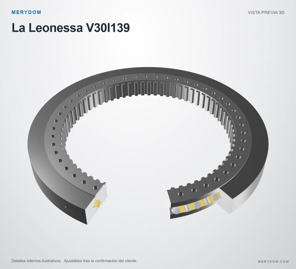 Vista previa del modelo 3D de la corona de giro de sustitución MERYDOM para La Leonessa V30I139.