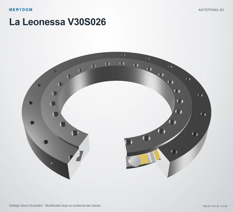 Anteprima del modello 3D del cuscinetto di rotazione sostitutivo MERYDOM per La Leonessa V30S026.