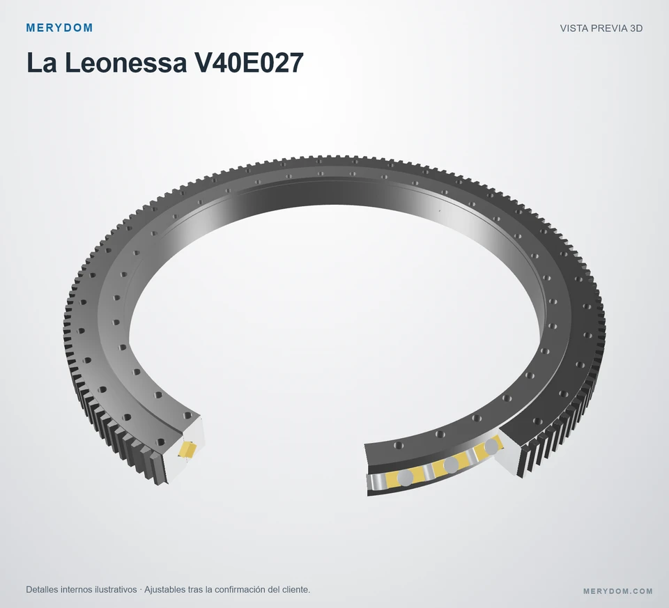 Vista previa del modelo 3D de la corona de giro de sustitución MERYDOM para La Leonessa V40E027.