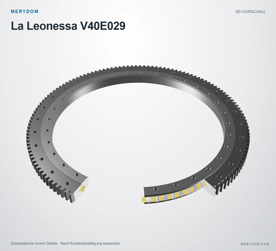 Vorschau des 3D-Modells des MERYDOM-Ersatzdrehkranzes für La Leonessa V40E029.