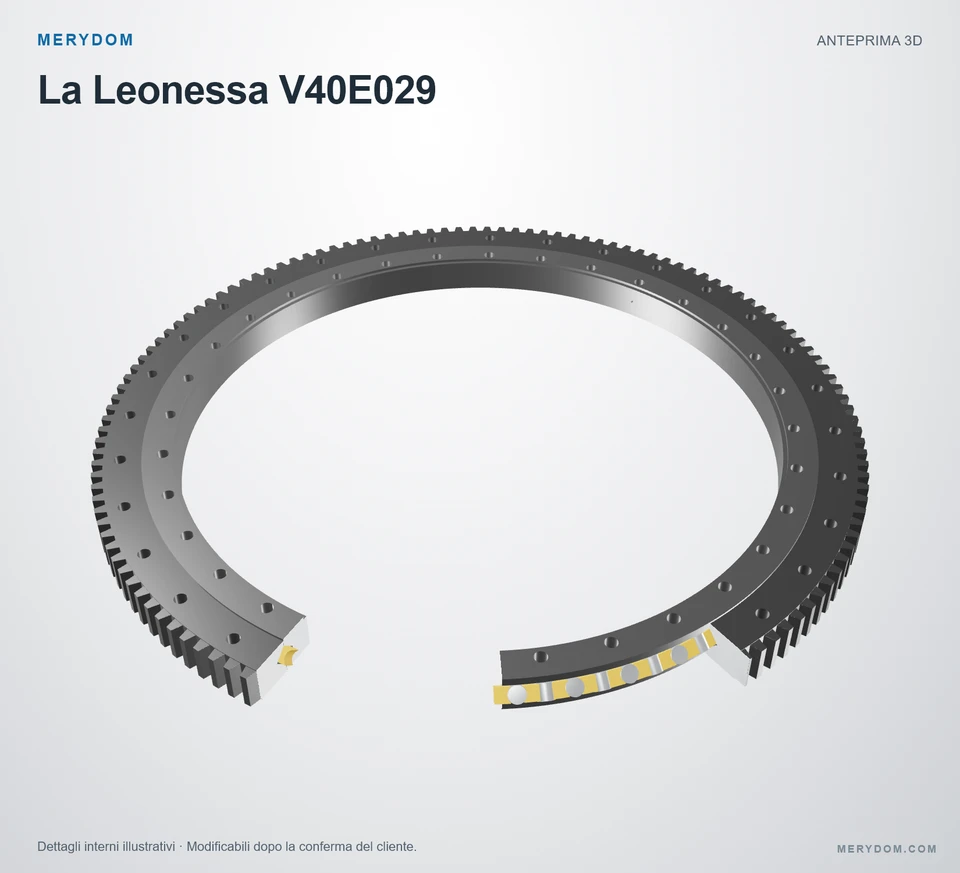 Anteprima del modello 3D del cuscinetto di rotazione sostitutivo MERYDOM per La Leonessa V40E029.