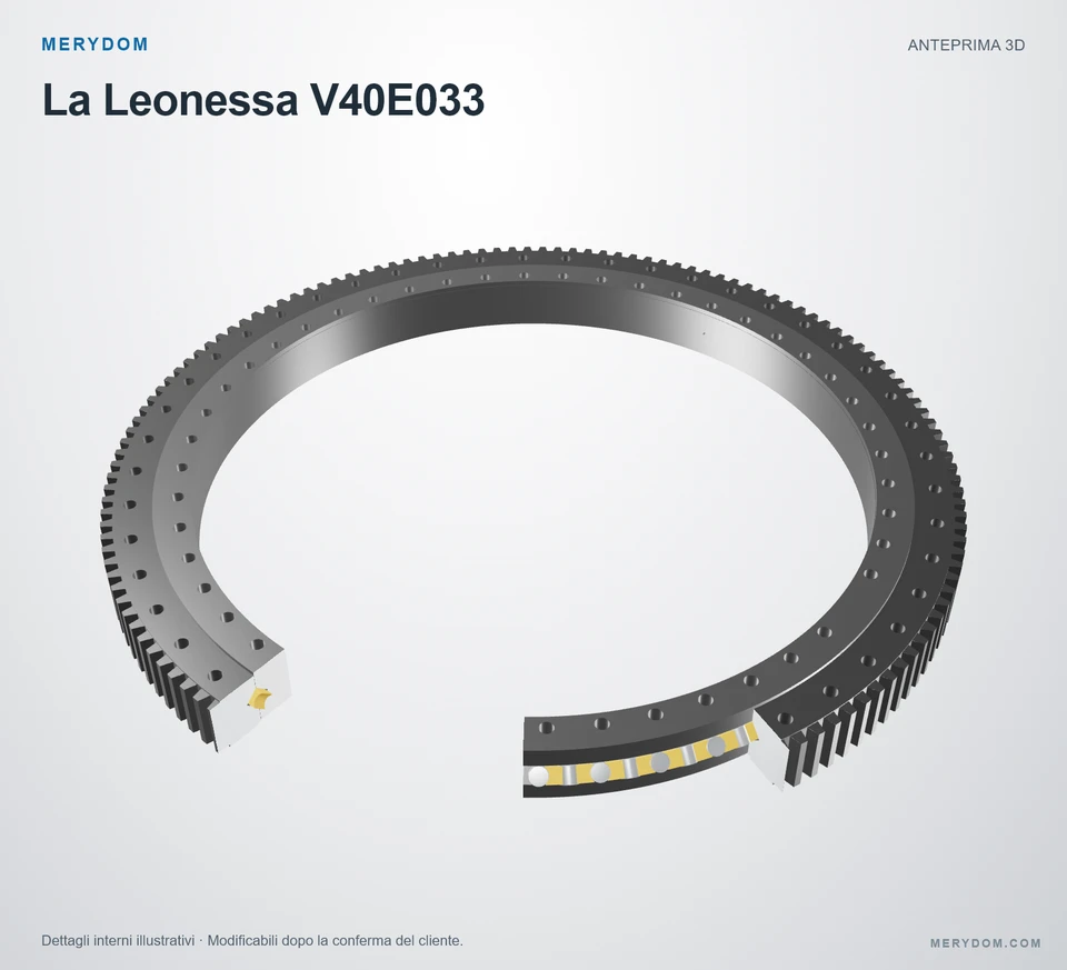 Anteprima del modello 3D del cuscinetto di rotazione sostitutivo MERYDOM per La Leonessa V40E033.