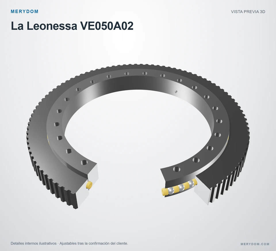 Vista previa del modelo 3D de la corona de giro de sustitución MERYDOM para La Leonessa VE050A02.