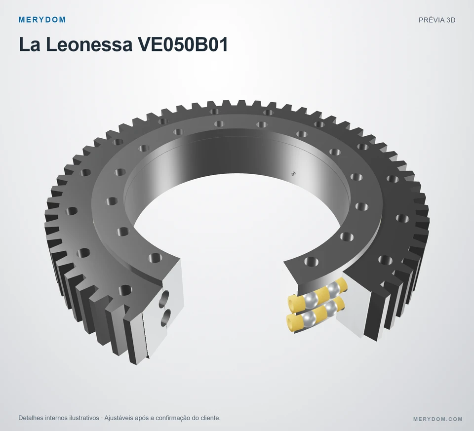 Prévia do modelo 3D do rolamento de giro de substituição MERYDOM para La Leonessa VE050B01.
