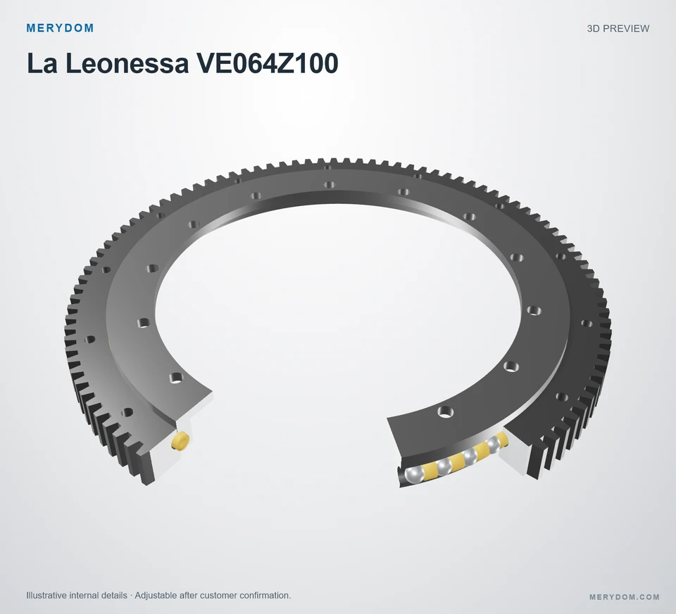 3D model preview of the MERYDOM replacement slewing bearing for La Leonessa VE064Z100.