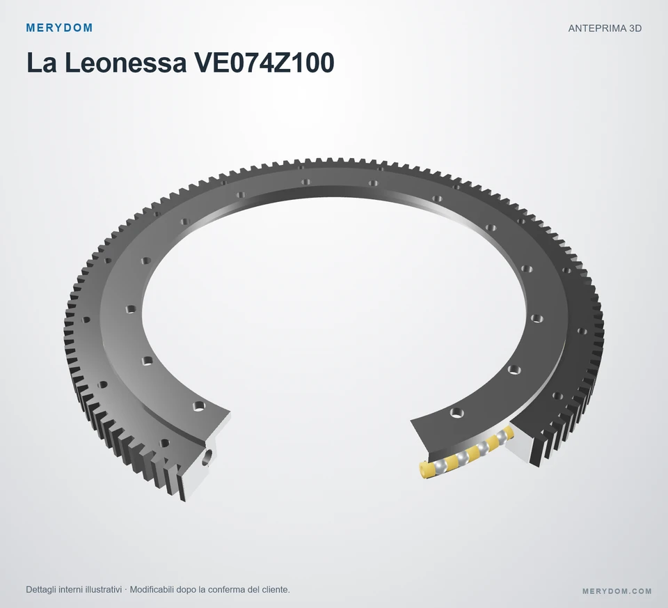 Anteprima del modello 3D del cuscinetto di rotazione sostitutivo MERYDOM per La Leonessa VE074Z100.