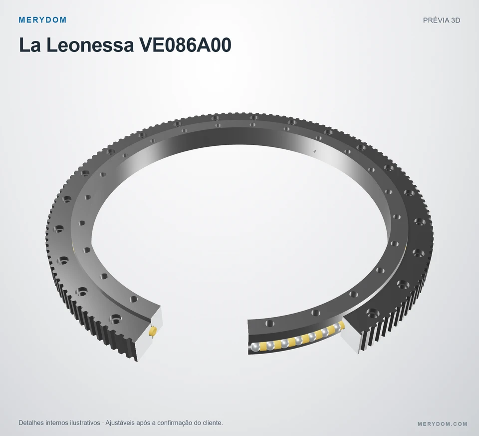 Prévia do modelo 3D do rolamento de giro de substituição MERYDOM para La Leonessa VE086A00.