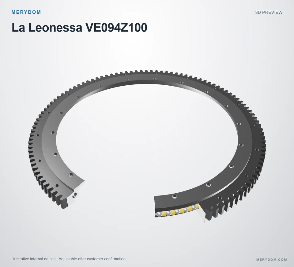 3D model preview of the MERYDOM replacement slewing bearing for La Leonessa VE094Z100.