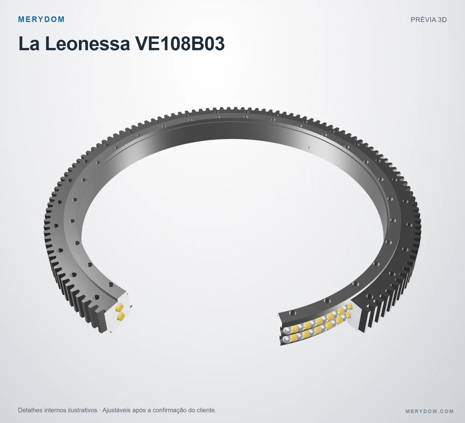 Prévia do modelo 3D do rolamento de giro de substituição MERYDOM para La Leonessa VE108B03.