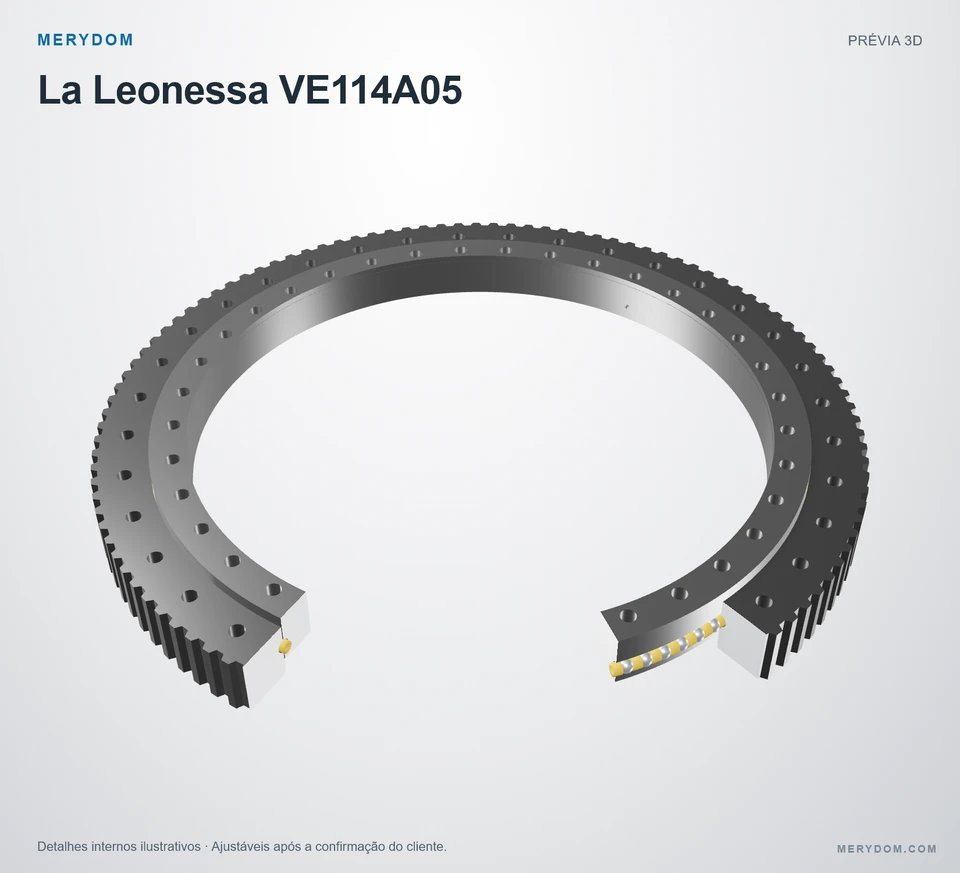 Prévia do modelo 3D do rolamento de giro de substituição MERYDOM para La Leonessa VE114A05.