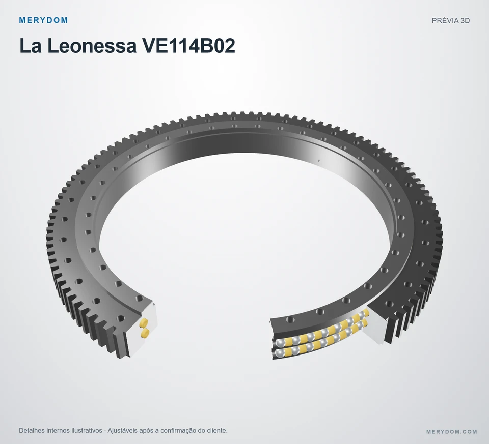 Prévia do modelo 3D do rolamento de giro de substituição MERYDOM para La Leonessa VE114B02.