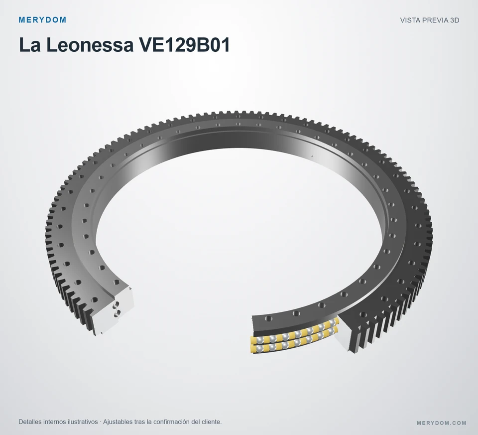 Vista previa del modelo 3D de la corona de giro de sustitución MERYDOM para La Leonessa VE129B01.