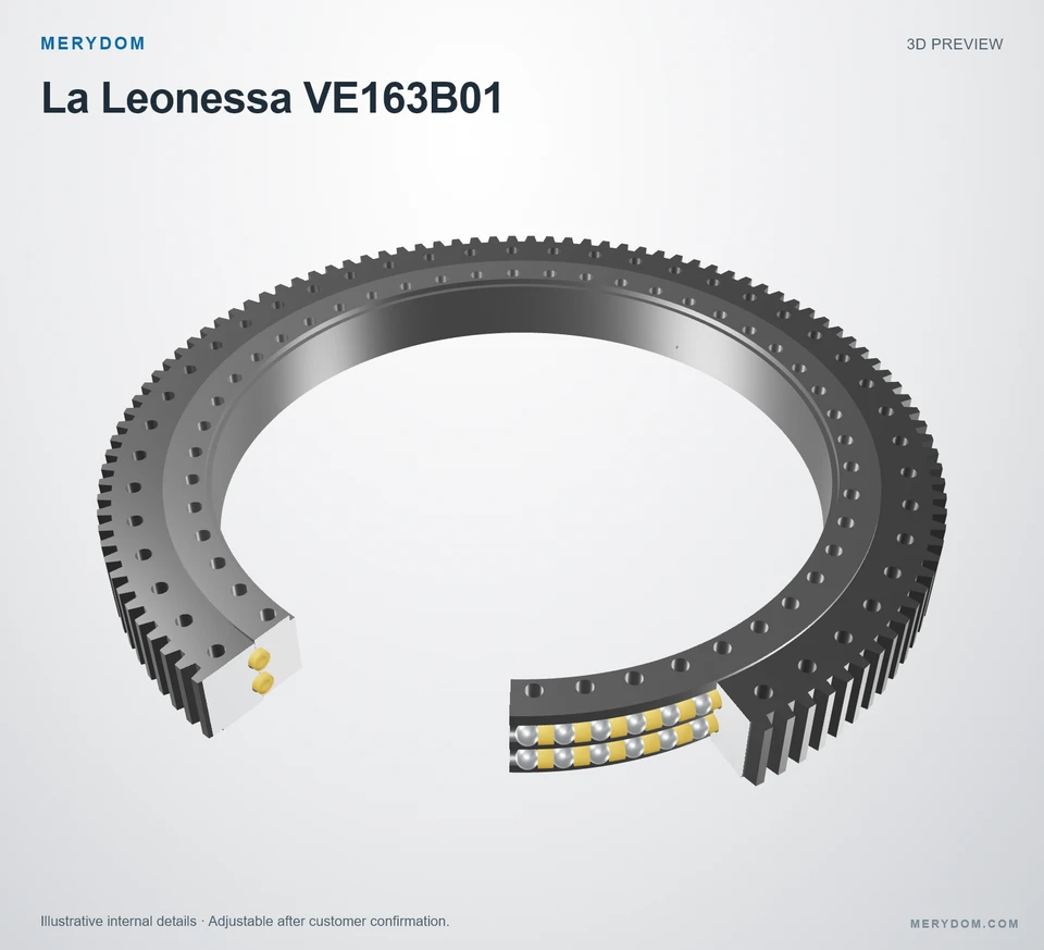 3D model preview of the MERYDOM replacement slewing bearing for La Leonessa VE163B01.