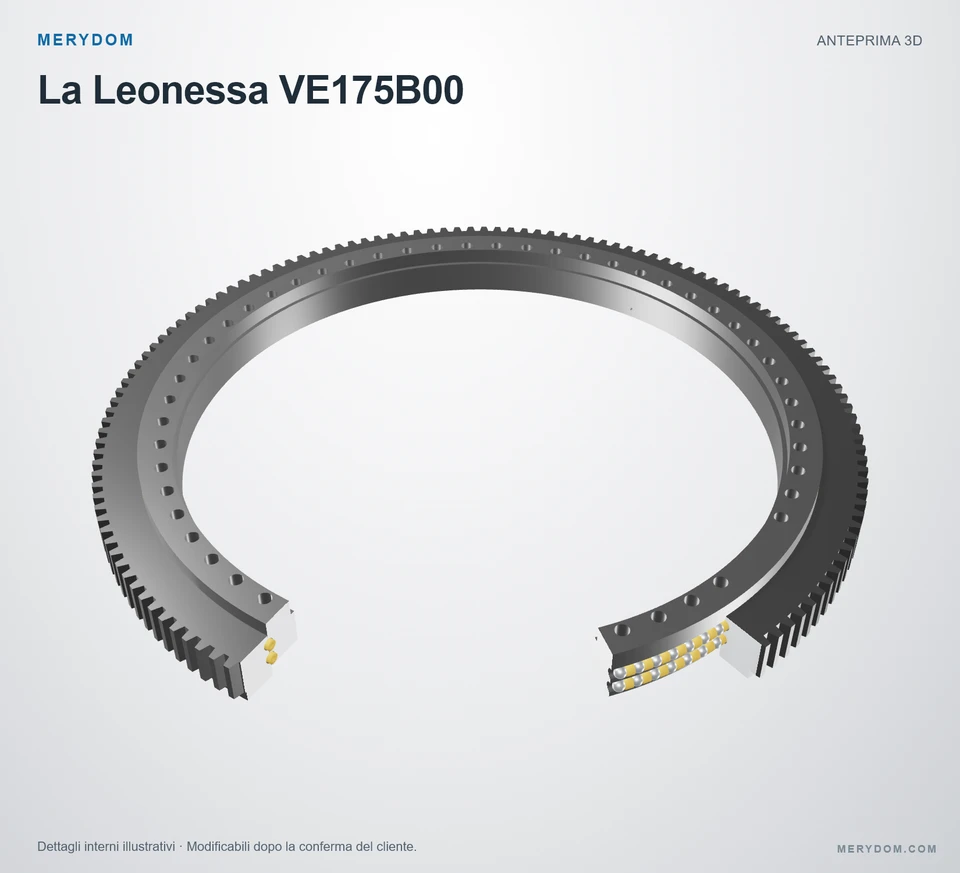 Anteprima del modello 3D del cuscinetto di rotazione sostitutivo MERYDOM per La Leonessa VE175B00.