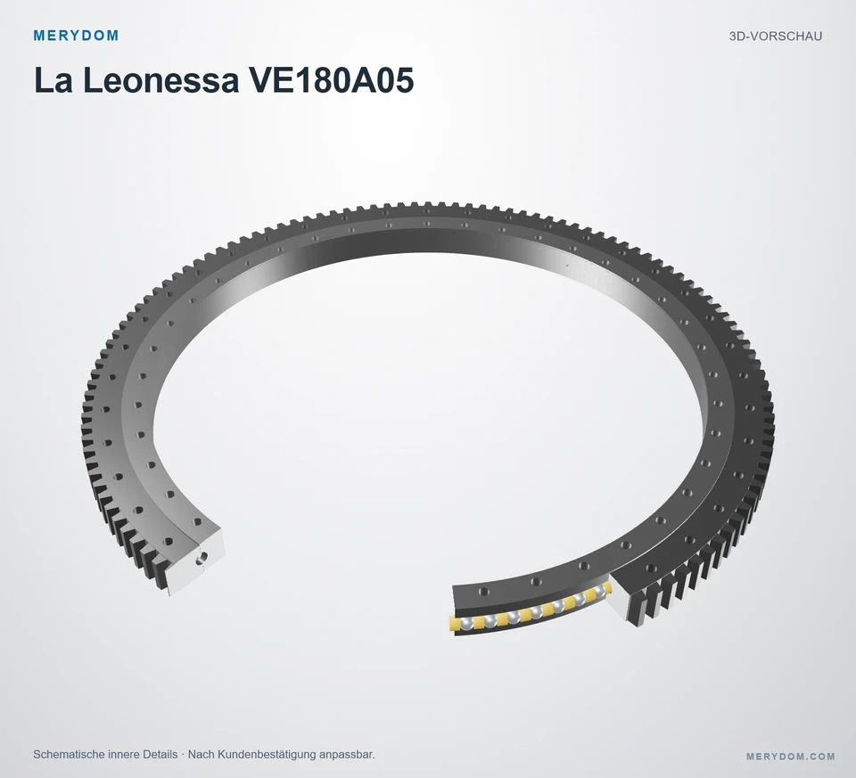 Vorschau des 3D-Modells des MERYDOM-Ersatzdrehkranzes für La Leonessa VE180A05.