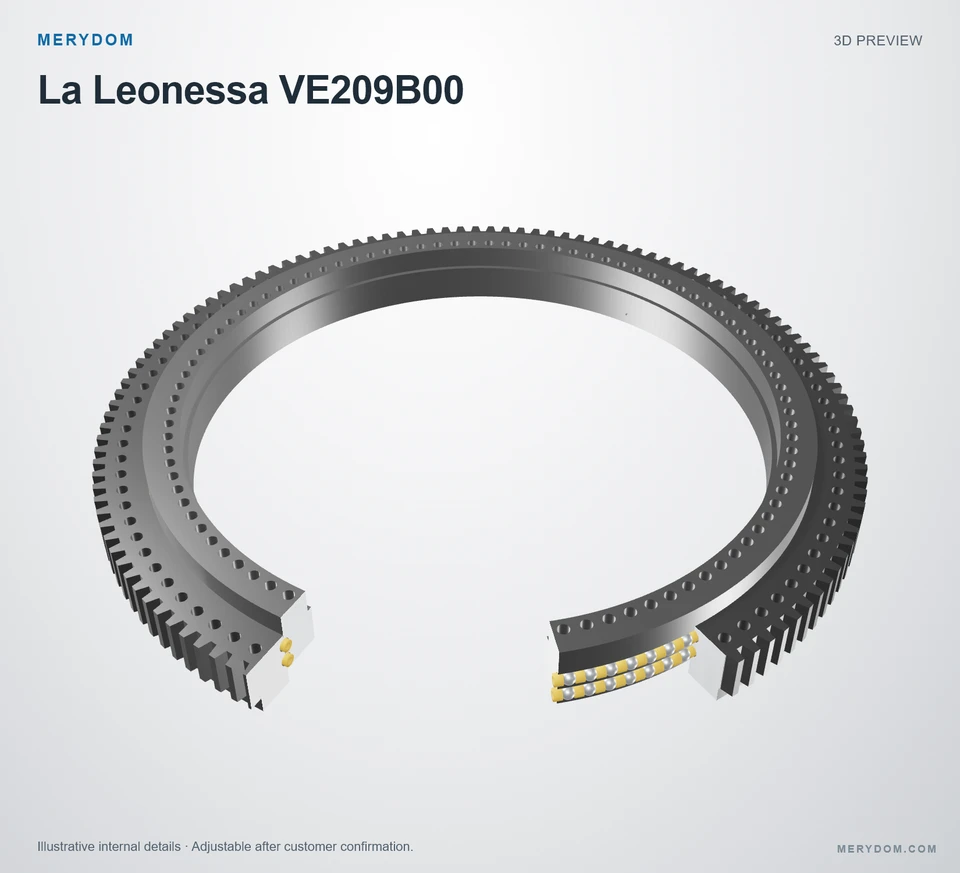 3D model preview of the MERYDOM replacement slewing bearing for La Leonessa VE209B00.