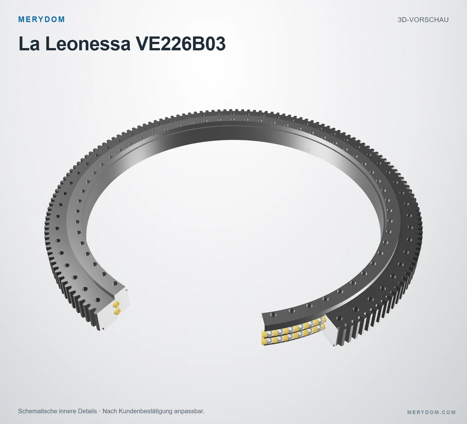 Vorschau des 3D-Modells des MERYDOM-Ersatzdrehkranzes für La Leonessa VE226B03.