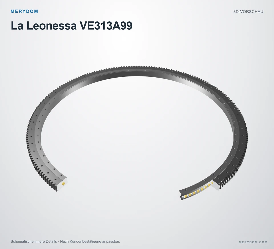 Vorschau des 3D-Modells des MERYDOM-Ersatzdrehkranzes für La Leonessa VE313A99.