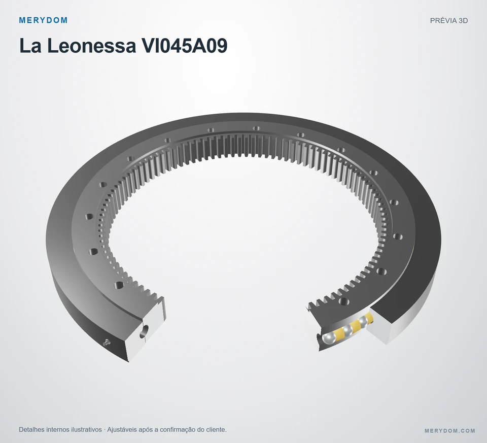 Prévia do modelo 3D do rolamento de giro de substituição MERYDOM para La Leonessa VI045A09.