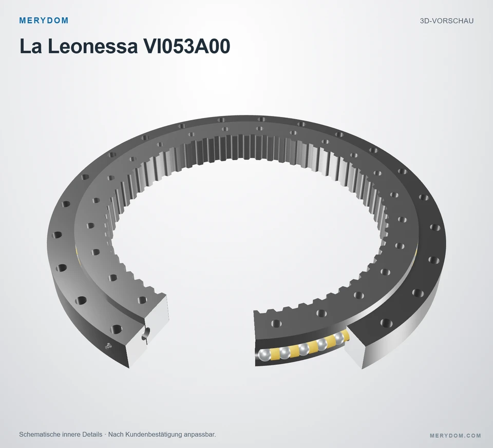 Vorschau des 3D-Modells des MERYDOM-Ersatzdrehkranzes für La Leonessa VI053A00.