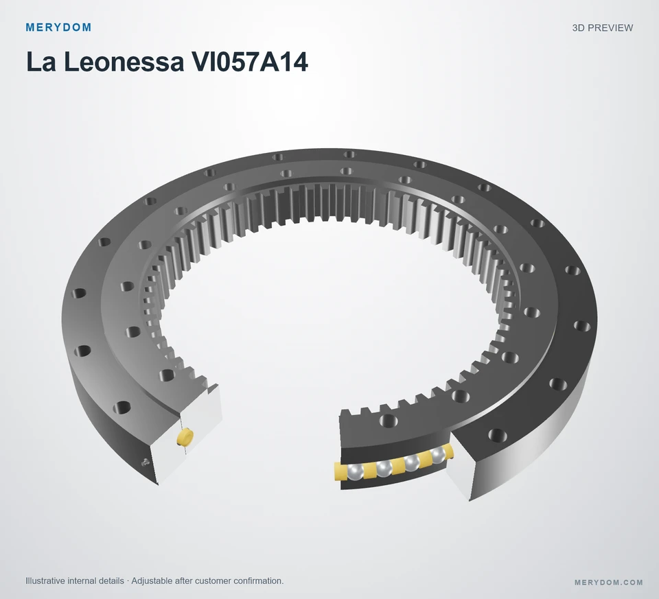 3D model preview of the MERYDOM replacement slewing bearing for La Leonessa VI057A14.