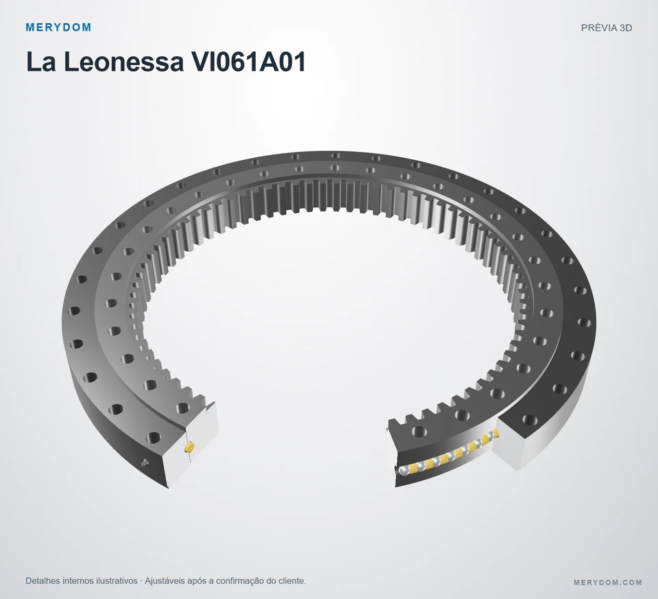Prévia do modelo 3D do rolamento de giro de substituição MERYDOM para La Leonessa VI061A01.