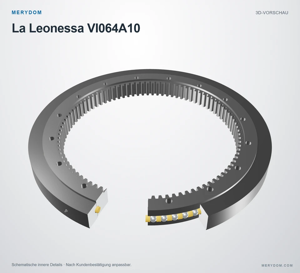 Vorschau des 3D-Modells des MERYDOM-Ersatzdrehkranzes für La Leonessa VI064A10.
