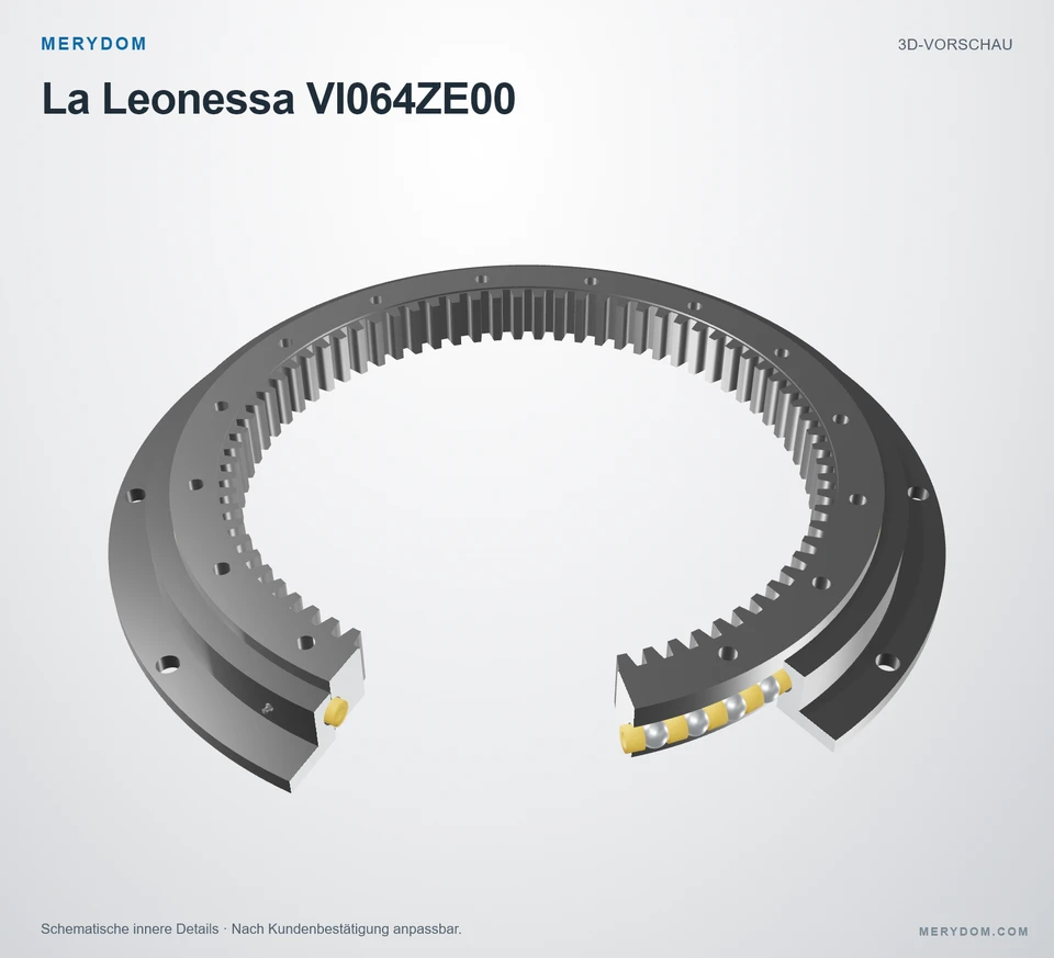 Vorschau des 3D-Modells des MERYDOM-Ersatzdrehkranzes für La Leonessa VI064ZE00.