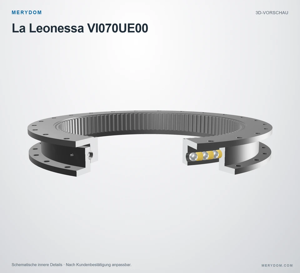 Vorschau des 3D-Modells des MERYDOM-Ersatzdrehkranzes für La Leonessa VI070UE00.