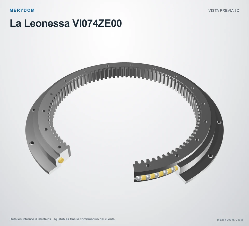 Vista previa del modelo 3D de la corona de giro de sustitución MERYDOM para La Leonessa VI074ZE00.