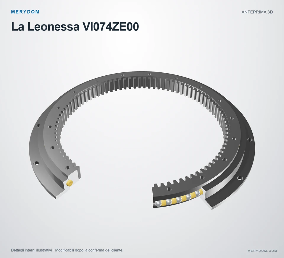 Anteprima del modello 3D del cuscinetto di rotazione sostitutivo MERYDOM per La Leonessa VI074ZE00.