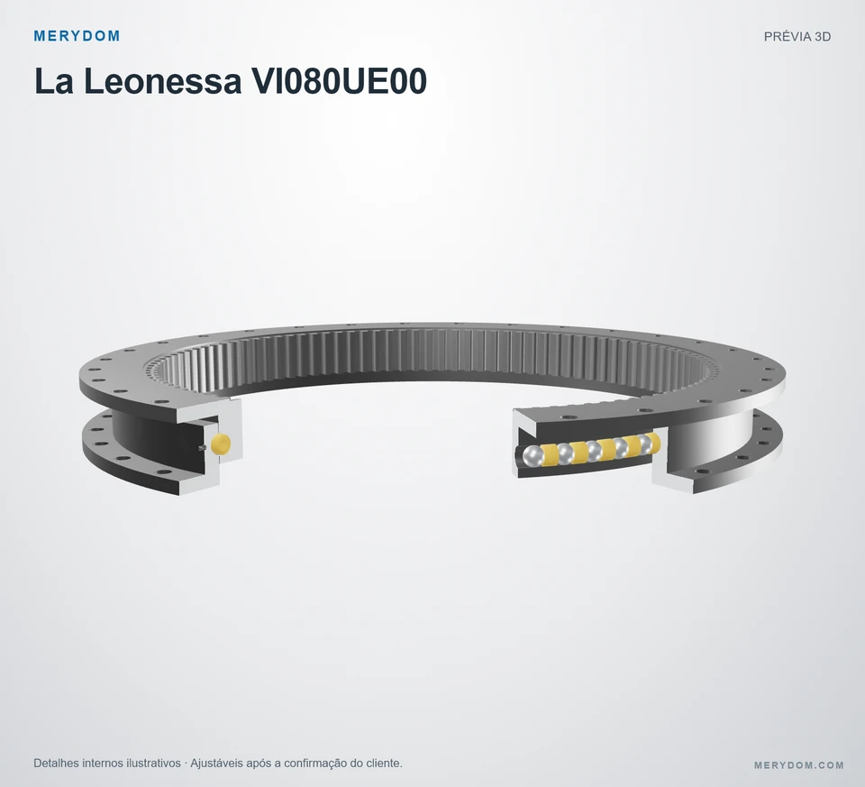 Prévia do modelo 3D do rolamento de giro de substituição MERYDOM para La Leonessa VI080UE00.