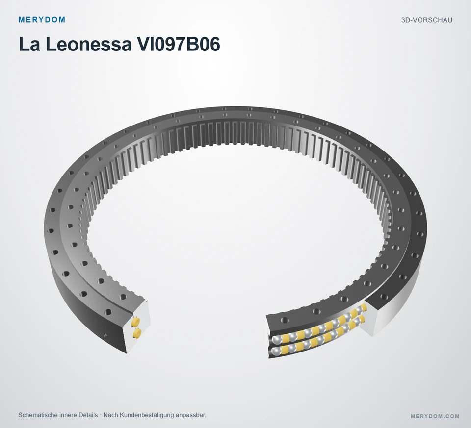 Vorschau des 3D-Modells des MERYDOM-Ersatzdrehkranzes für La Leonessa VI097B06.
