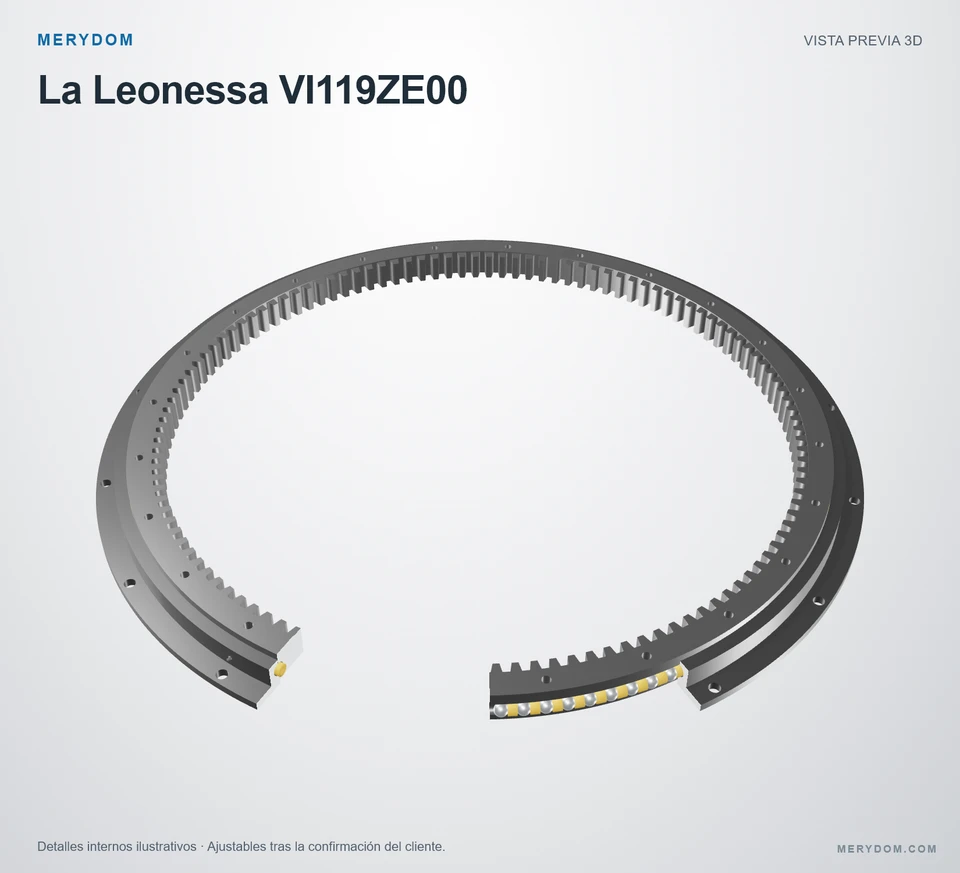 Vista previa del modelo 3D de la corona de giro de sustitución MERYDOM para La Leonessa VI119ZE00.