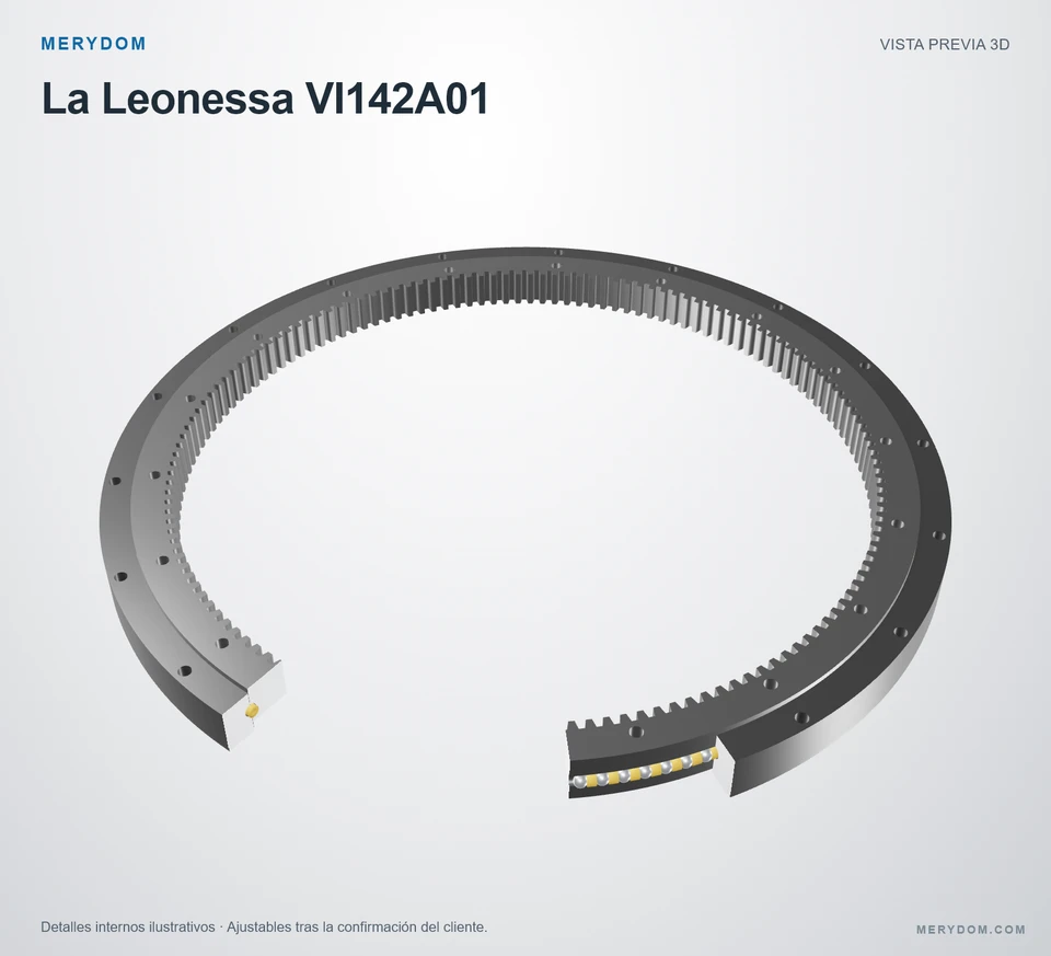 Vista previa del modelo 3D de la corona de giro de sustitución MERYDOM para La Leonessa VI142A01.