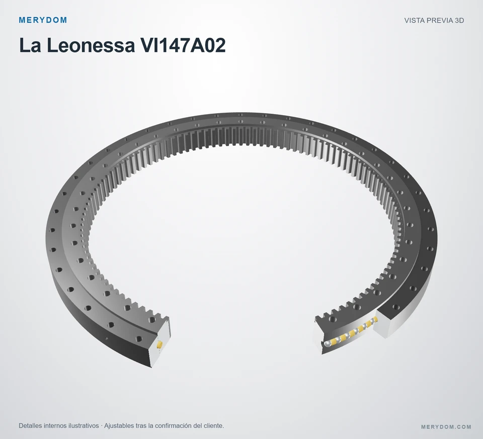 Vista previa del modelo 3D de la corona de giro de sustitución MERYDOM para La Leonessa VI147A02.
