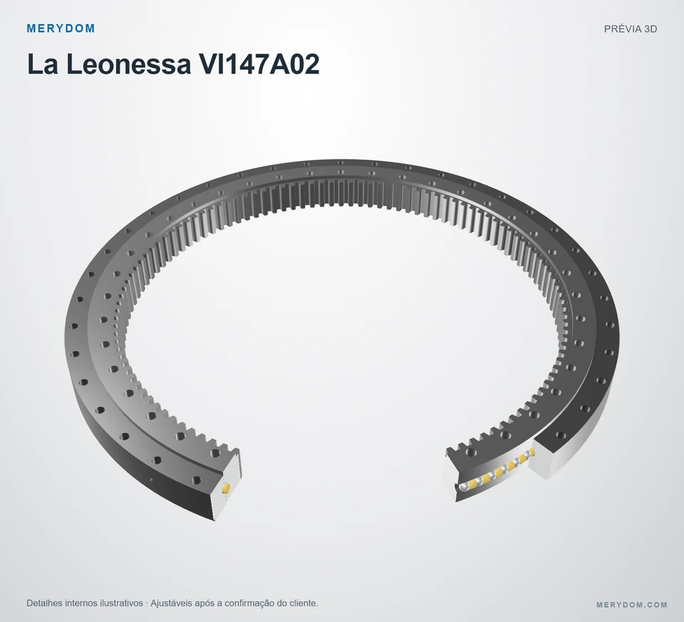 Prévia do modelo 3D do rolamento de giro de substituição MERYDOM para La Leonessa VI147A02.