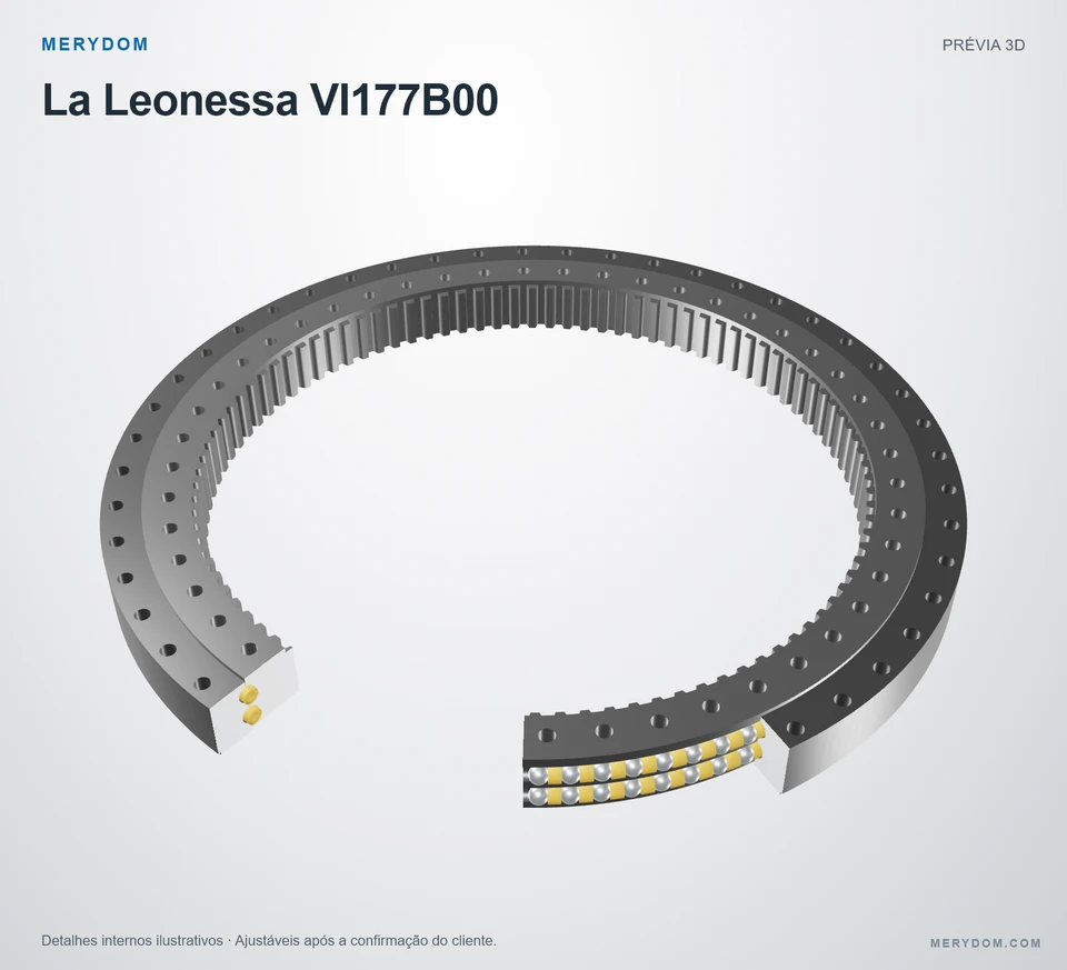 Prévia do modelo 3D do rolamento de giro de substituição MERYDOM para La Leonessa VI177B00.