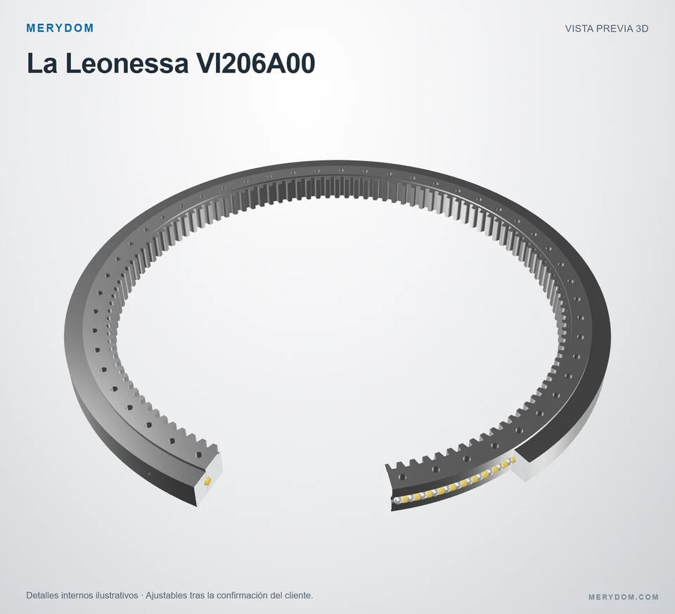 Vista previa del modelo 3D de la corona de giro de sustitución MERYDOM para La Leonessa VI206A00.