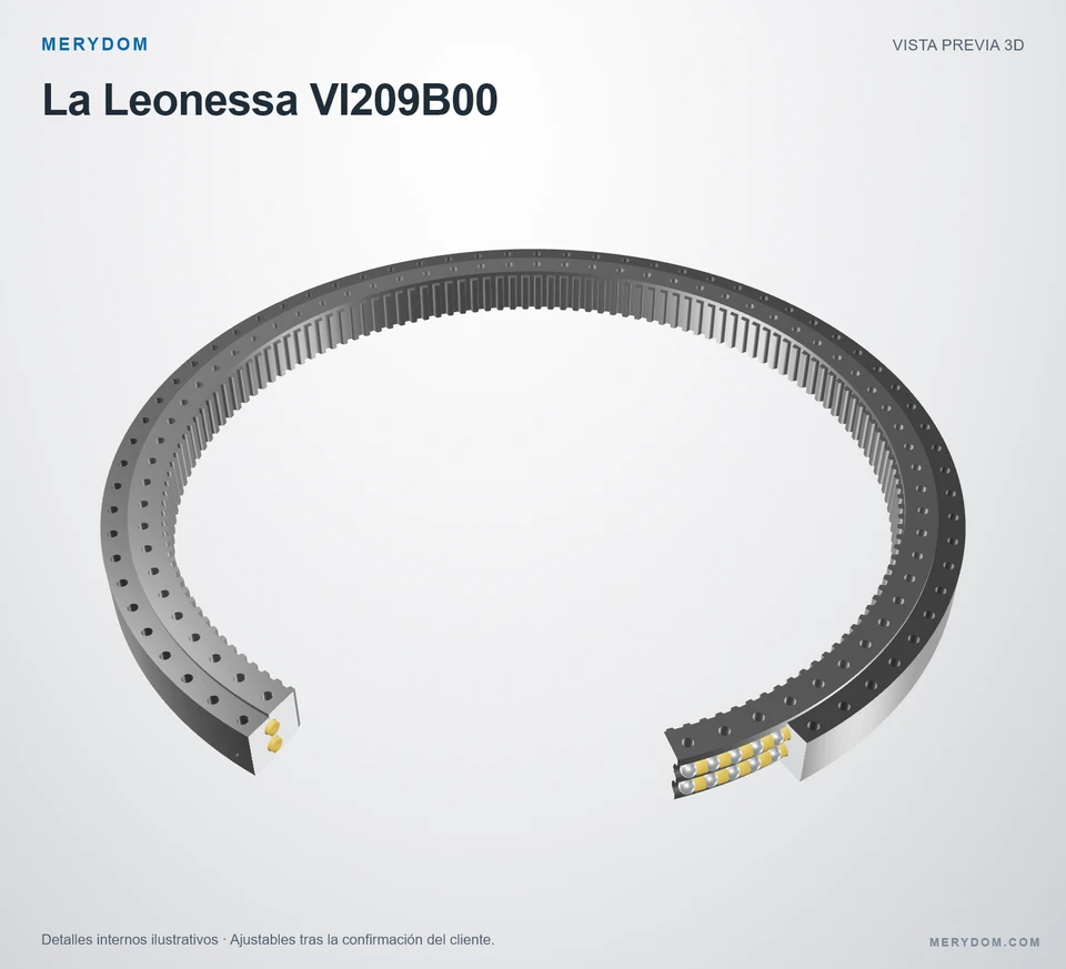 Vista previa del modelo 3D de la corona de giro de sustitución MERYDOM para La Leonessa VI209B00.
