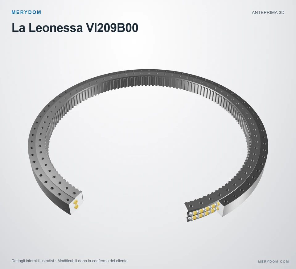 Anteprima del modello 3D del cuscinetto di rotazione sostitutivo MERYDOM per La Leonessa VI209B00.