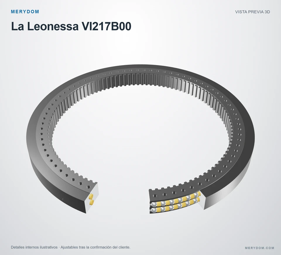 Vista previa del modelo 3D de la corona de giro de sustitución MERYDOM para La Leonessa VI217B00.